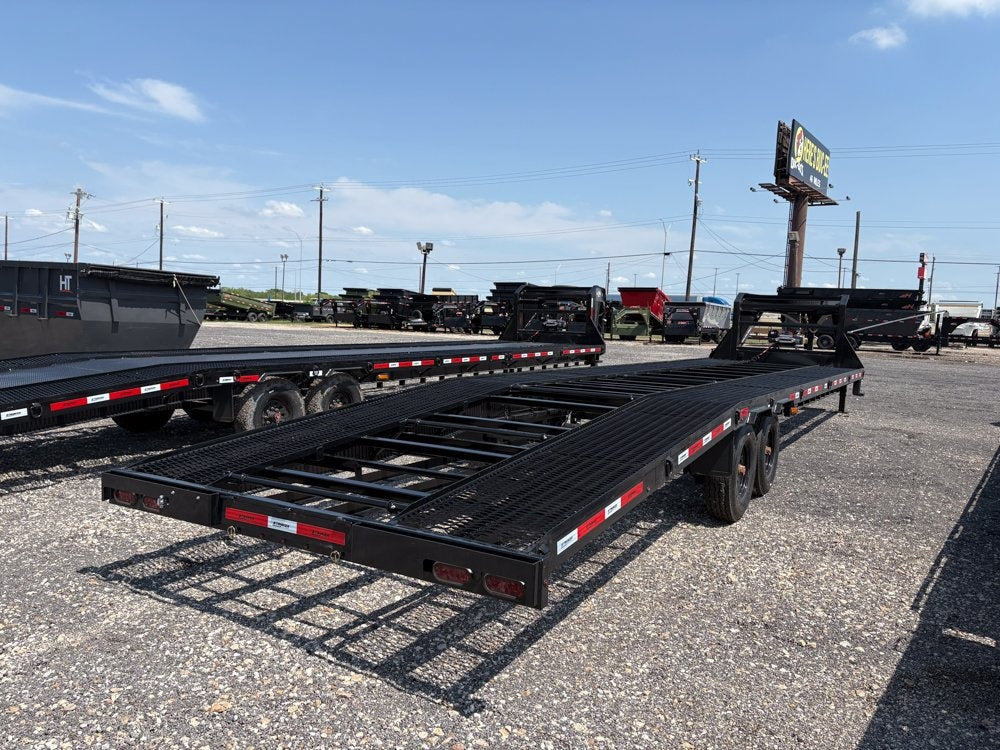 36' Gooseneck Mesh Deck (2) 8k Axles - 12k GVWR Derated- 14 Ply Tires w/Spare - 10' Aluminum Ramps - - Two Car Hauler/Multi Car Haulers - Stryker Dealership Group