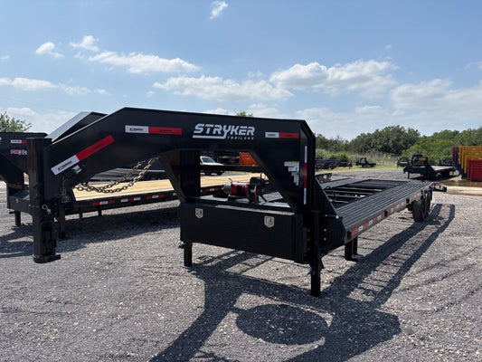 36' Gooseneck Mesh Deck (2) 8k Axles - 12k GVWR Derated- 14 Ply Tires w/Spare - 10' Aluminum Ramps - - Two Car Hauler/Multi Car Haulers - Stryker Dealership Group