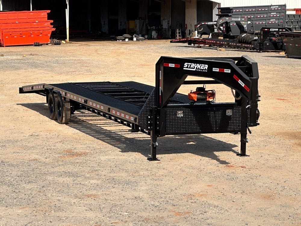 36' Gooseneck Mesh Deck (2) 8k Axles - 12k GVWR Derated- 14 Ply Tires w/Spare - 10' Aluminum Ramps - - Two Car Hauler/Multi Car Haulers - Stryker Dealership Group