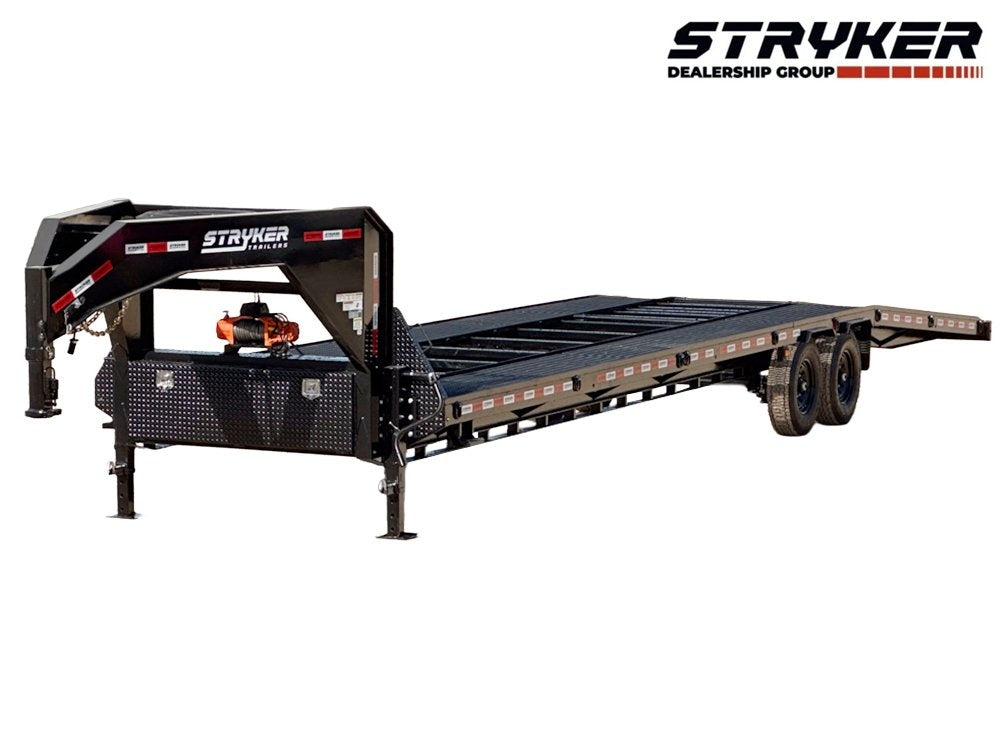 36' Gooseneck Mesh Deck (2) 8k Axles - 12k GVWR Derated- 14 Ply Tires w/Spare - 10' Aluminum Ramps - - Two Car Hauler/Multi Car Haulers - Stryker Dealership Group