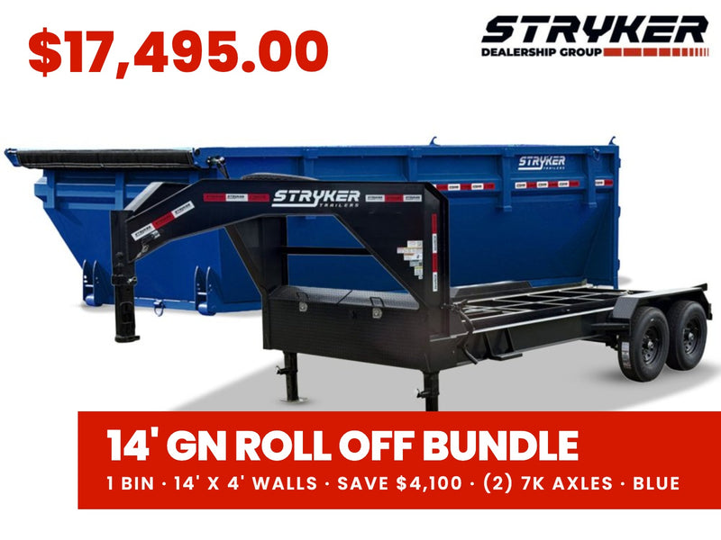 Stryker 14' GN Roll off Bundle (2) 7k Axles + 1 Bins w/ 4' Walls 0038AZ