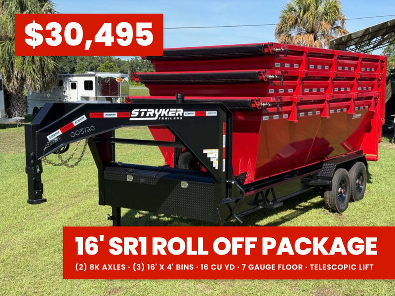 Stryker 16' GN Roll off Bundle (2) 8k Axles + 3 Bins w/ 4' Walls 00288A