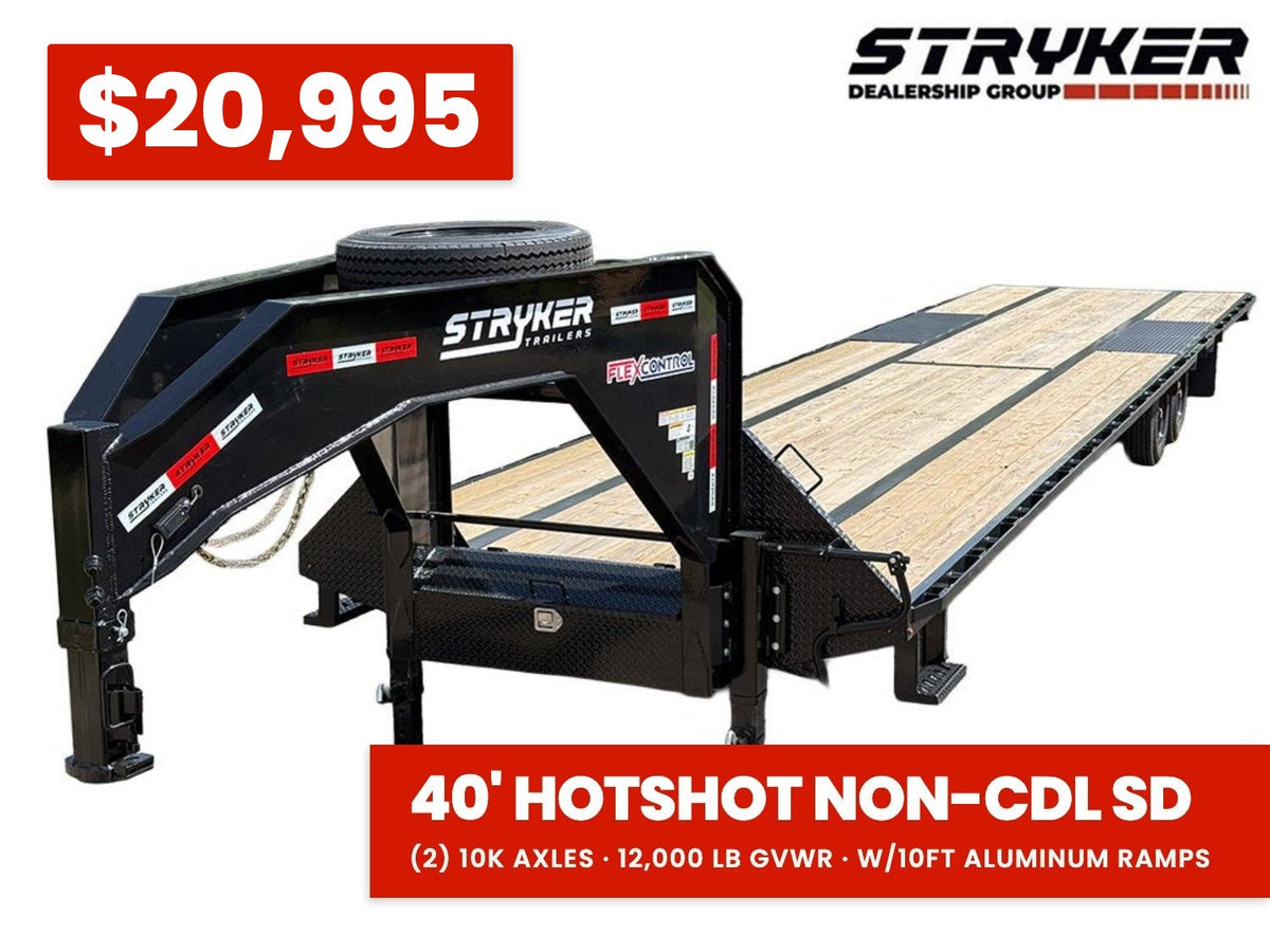40' Stryker Hotshot Elite Gooseneck Trailer Straight Deck - (2) 10k Axles - Derated 12k GVWR 004560