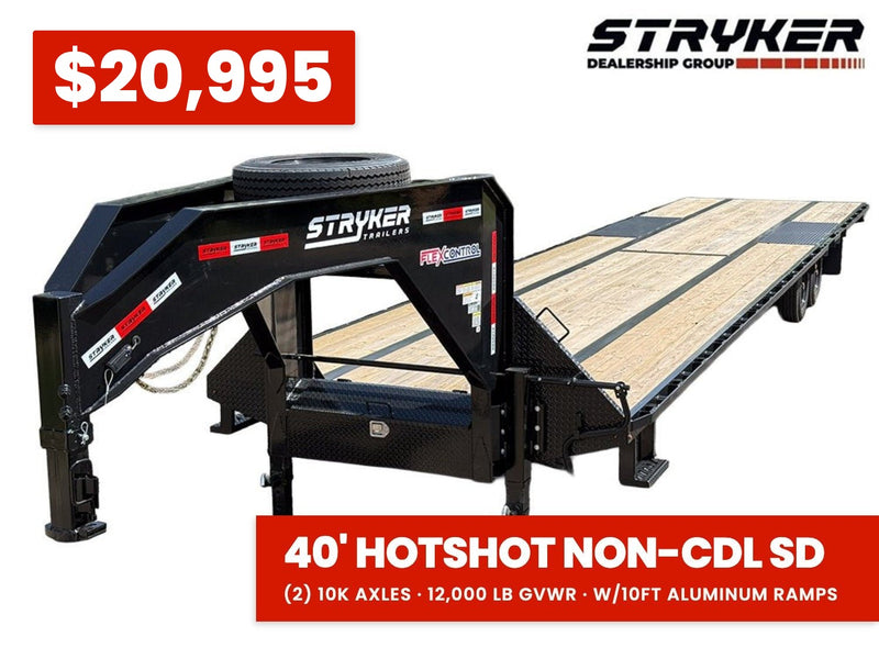 40' Stryker Hotshot Elite Gooseneck Trailer Straight Deck - (2) 10k Axles - Derated 12k GVWR 004560