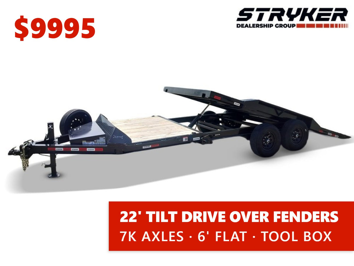 22' Tilt Trailer Drive Over Fenders, 7K Axles 3804