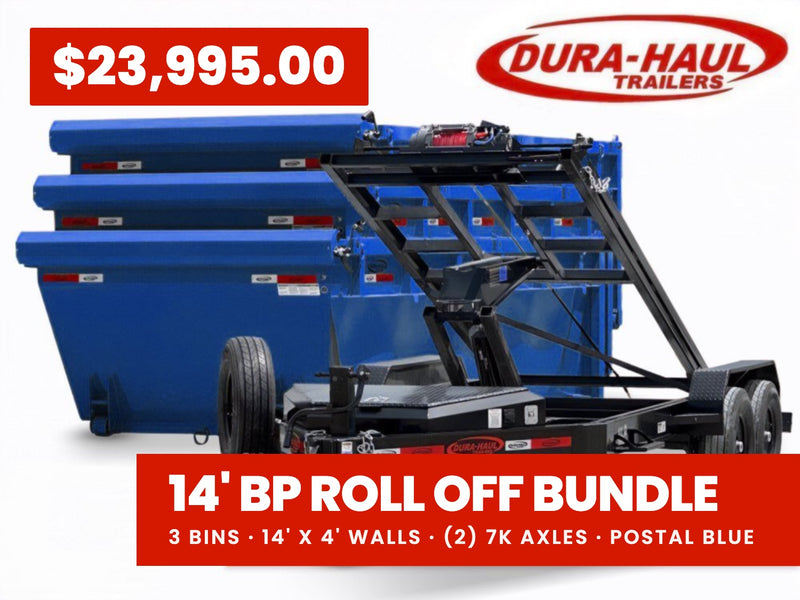 Dura Haul 14' BP Roll Off Bundle (2) 7k Axles + 3 Bin 4' Walls 01092A