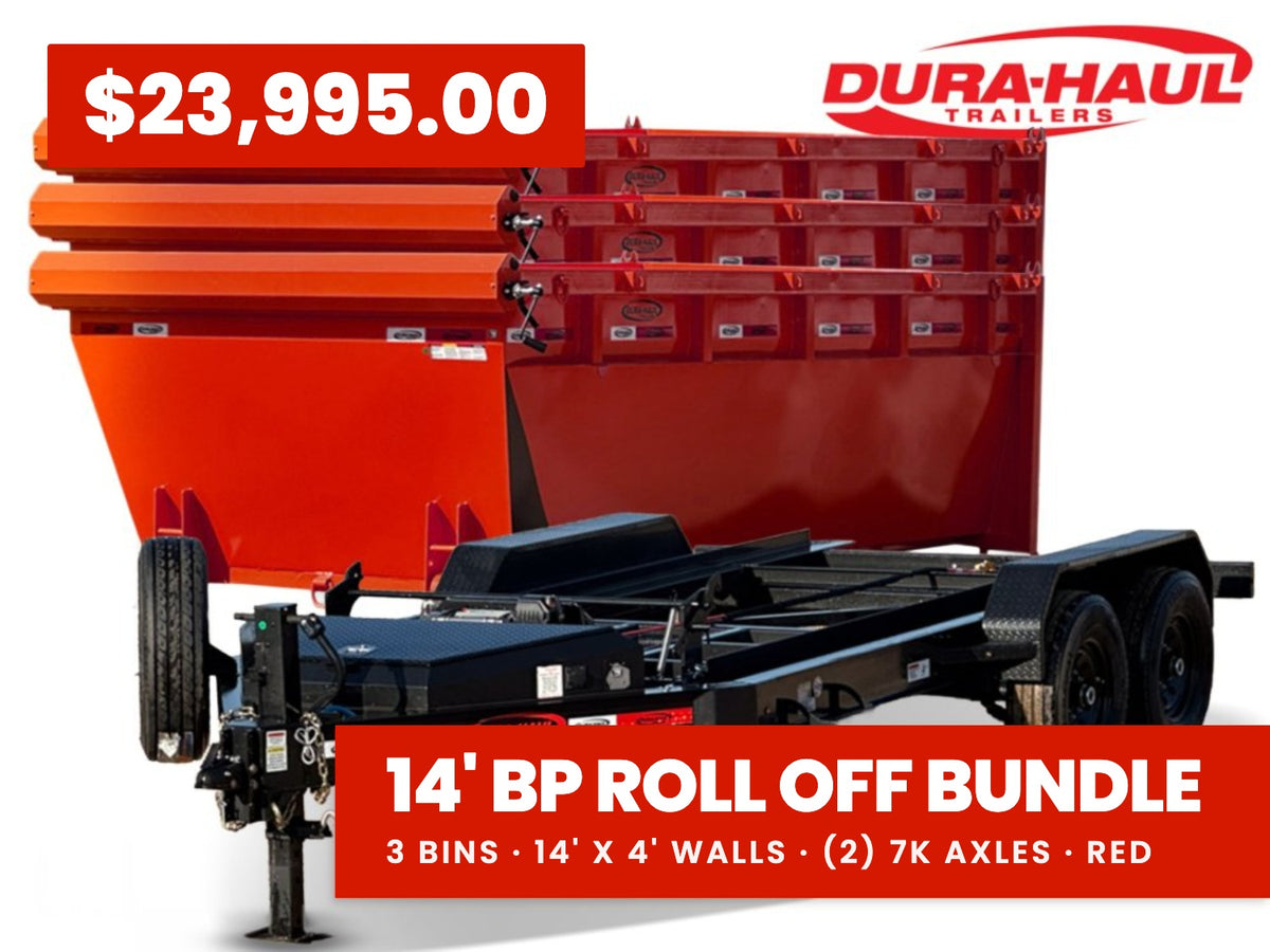 Dura Haul 14' BP Roll Off Bundle (2) 7k Axles + 3 Bin 4' Walls 01092B