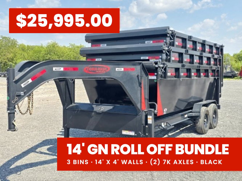 Dura Haul 14' GN Roll off Bundle (2) 7k Axles + 3 Bins w/ 4' Walls 01075A