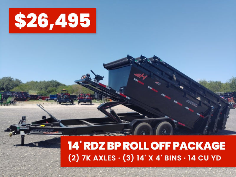Horizon 14' RDZ BP Roll off Bundle (2) 7k Axles + 3 Bins w/ 4' Walls 00796A