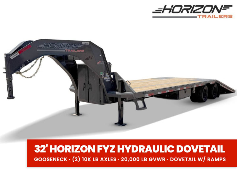 32' Horizon FYZ Gooseneck Hydraulic Dovetail Deckover Trailer - (2) 12K Axles 016586