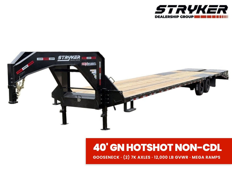 40' Stryker Gooseneck Hotshot Non-CDL Deckover Trailer Mega Ramps - (2) 8K Axles 623 - Stryker Dealership Group