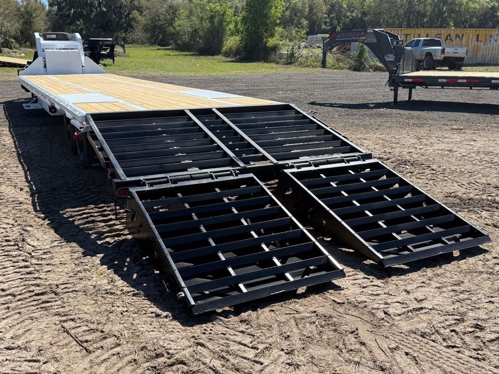 40' FHZSS Gooseneck Deckover (2) 10K Axles Super Single 18 Ply Tires Mega Ramps - Deckover Trailers/Hotshot - Stryker Dealership Group