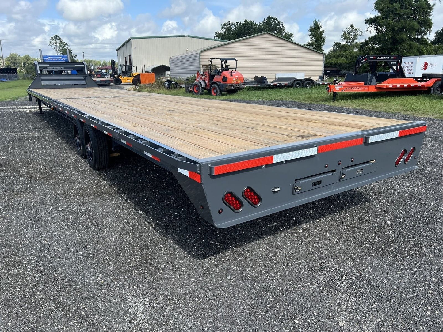 40' FS Gooseneck Straight Deck - 2 8k Axles - with Spare Tire FS40GN8KGRYSD - Ghost 40ft Flatdeck Slide in Ramps - Stryker Dealership Group