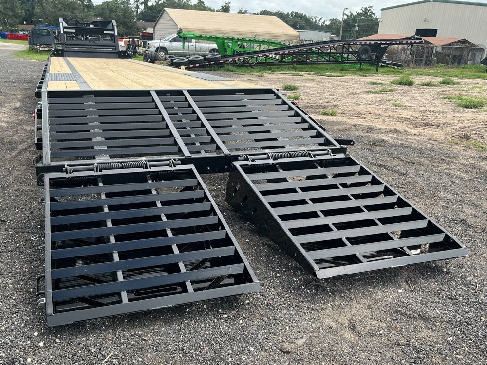 40' FTZ Gooseneck (2) 8k Axles - Mega Ramps - 16k GVWR - 14ply Tires plus Spare - 16# IB - Ratchet R - 8K MR/Deckover Trailers - Stryker Dealership Group