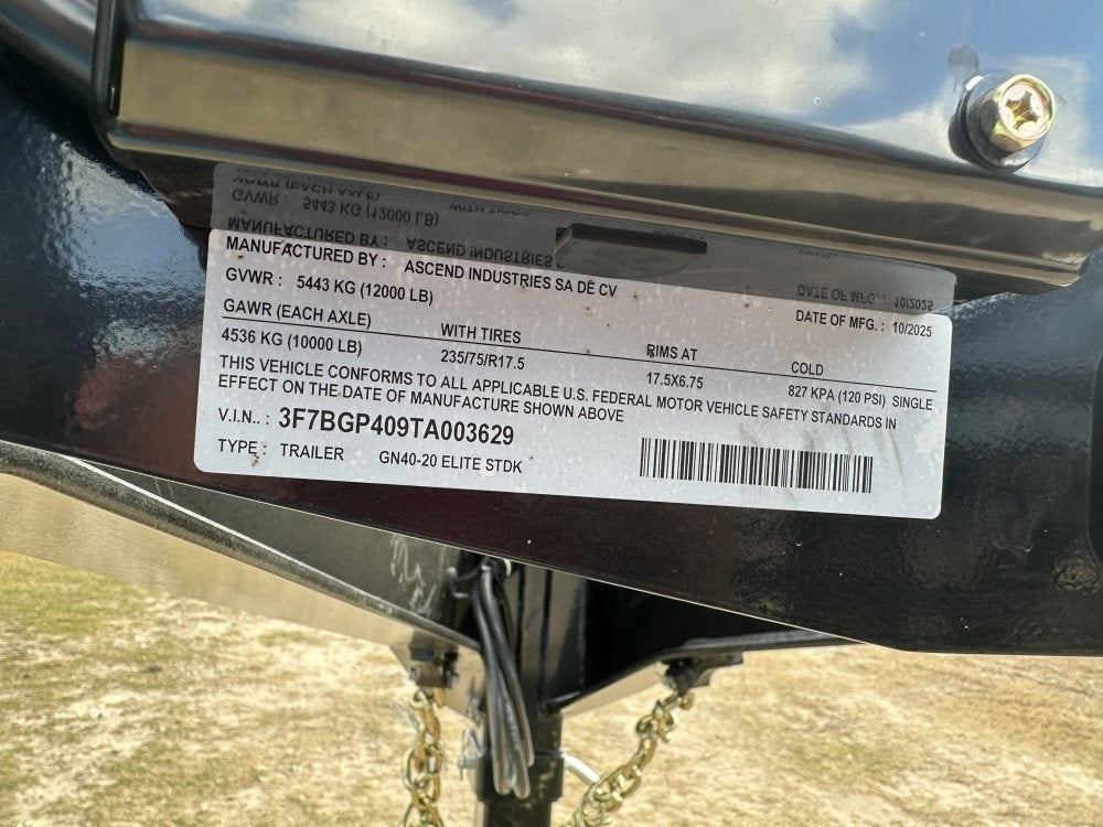 40' Hotshot Elite Gooseneck SD 10k Axles - Derated 12k GVWR - 18ply Tires & Spare & 10' Aluminum Ram - Hotshot Non-CDL/DO 10K SD SS - Stryker Dealership Group