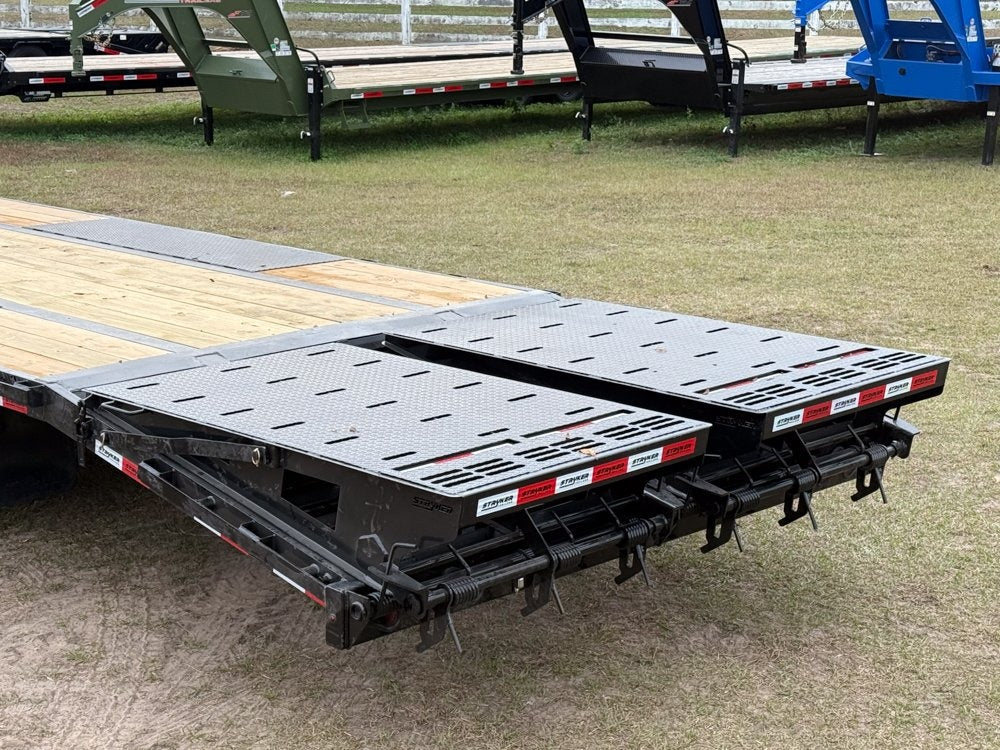 40' Hotshot Elite Gooseneck SD 10k Axles - Derated 12k GVWR - 18ply Tires & Spare - Mega Ramps - 10K MR SS/Deckover Trailers - Stryker Dealership Group