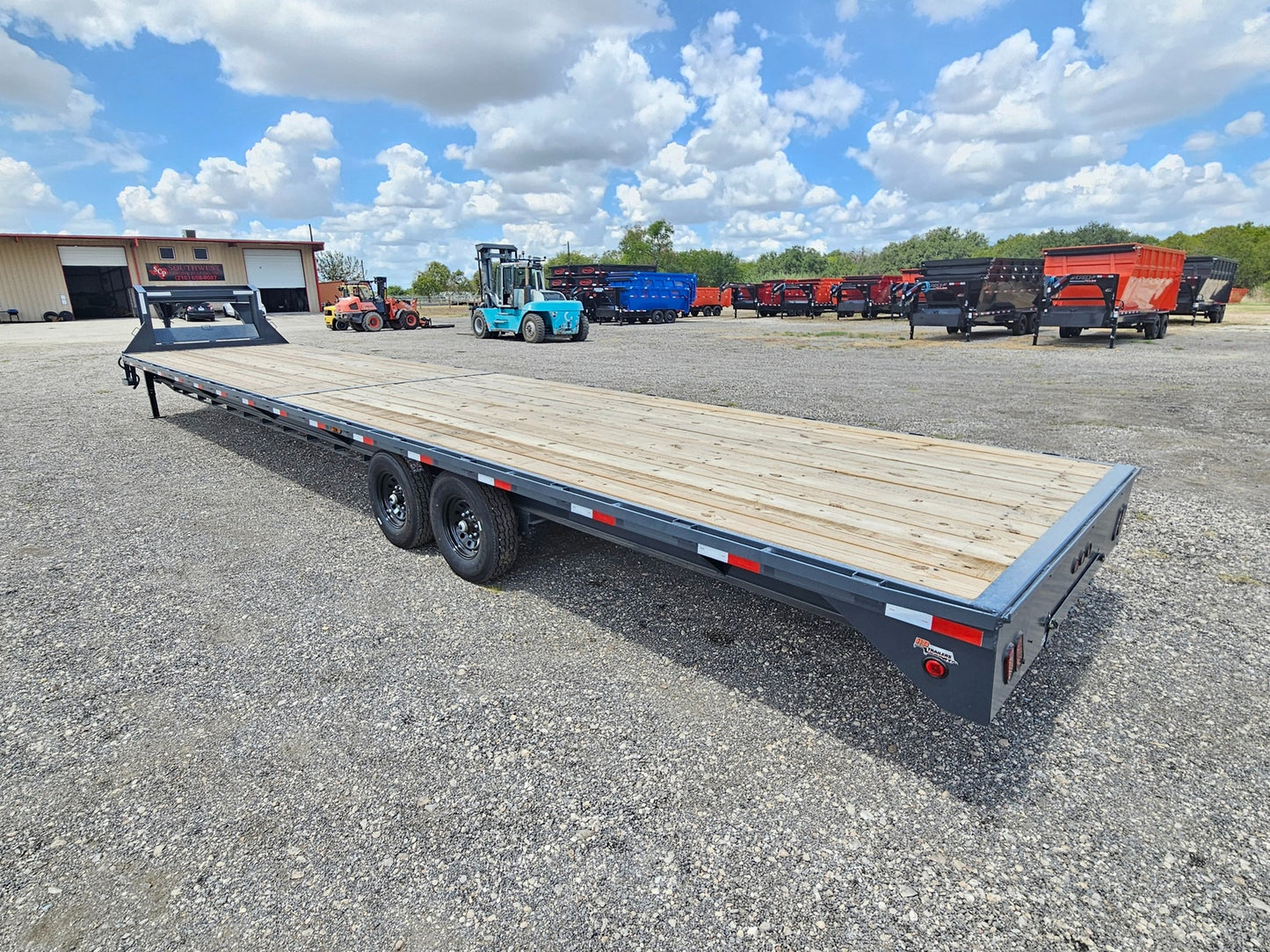 40' Straight Deck ECO with 14 ply Tires + Torque Tube ECO40GN7KGRYSD+TT - Ghost 40ft Flatdeck Slide in Ramps - Stryker Dealership Group