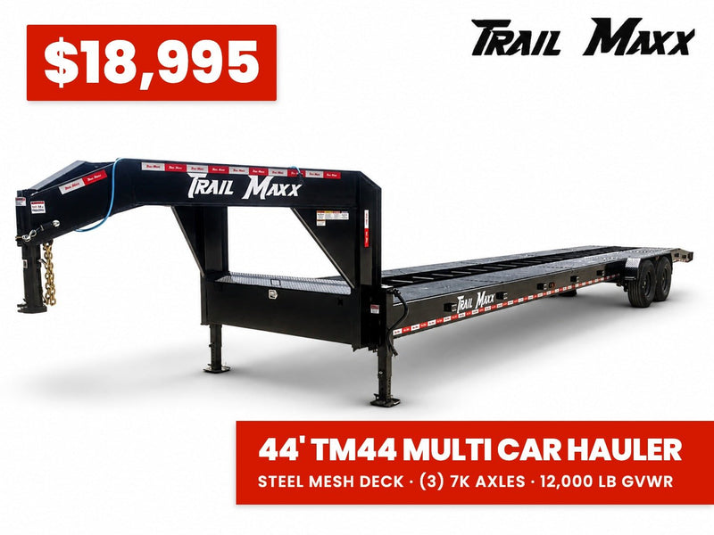 44' Trail Maxx Gooseneck Mesh Deck Multi Car Hauler 83" Wide (3) 7k Axles - 12k GVWR Derated 903 - Stryker Dealership Group
