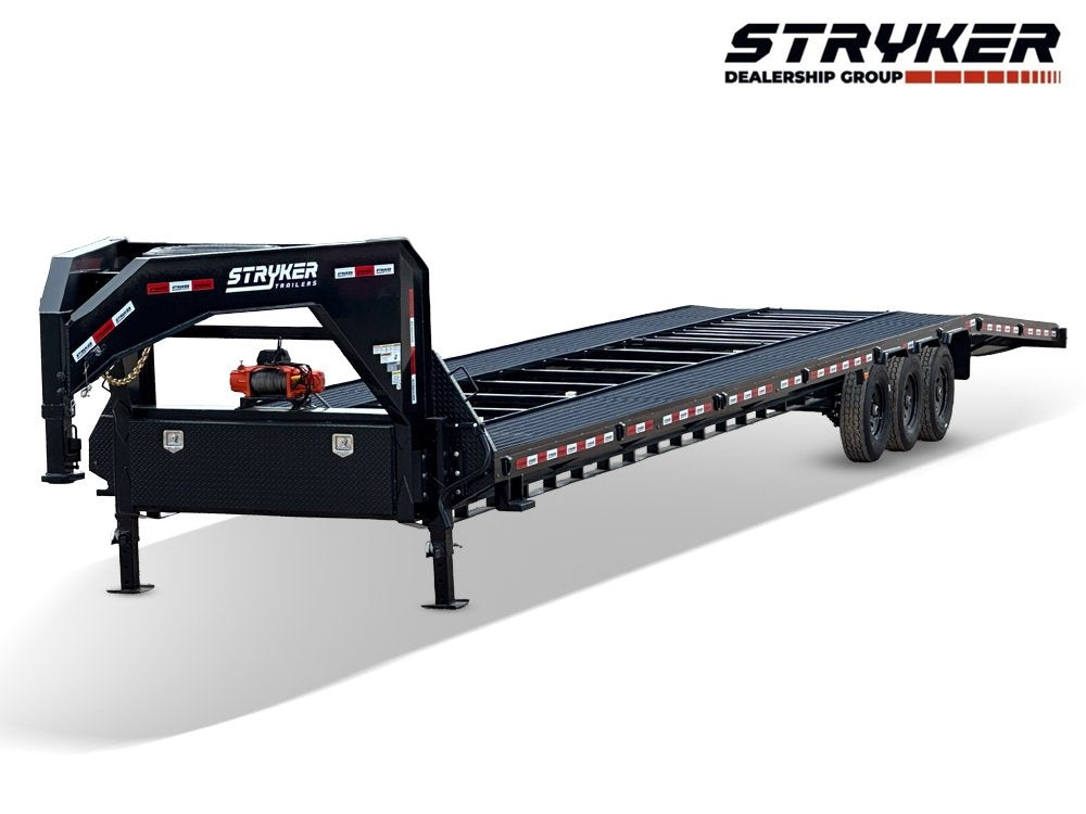 44' Stryker Gooseneck Mesh Deck Multi Car Hauler (3) 7k Axles - 12k GVWR Derated - Truck & Van Trailers - Stryker Dealership Group