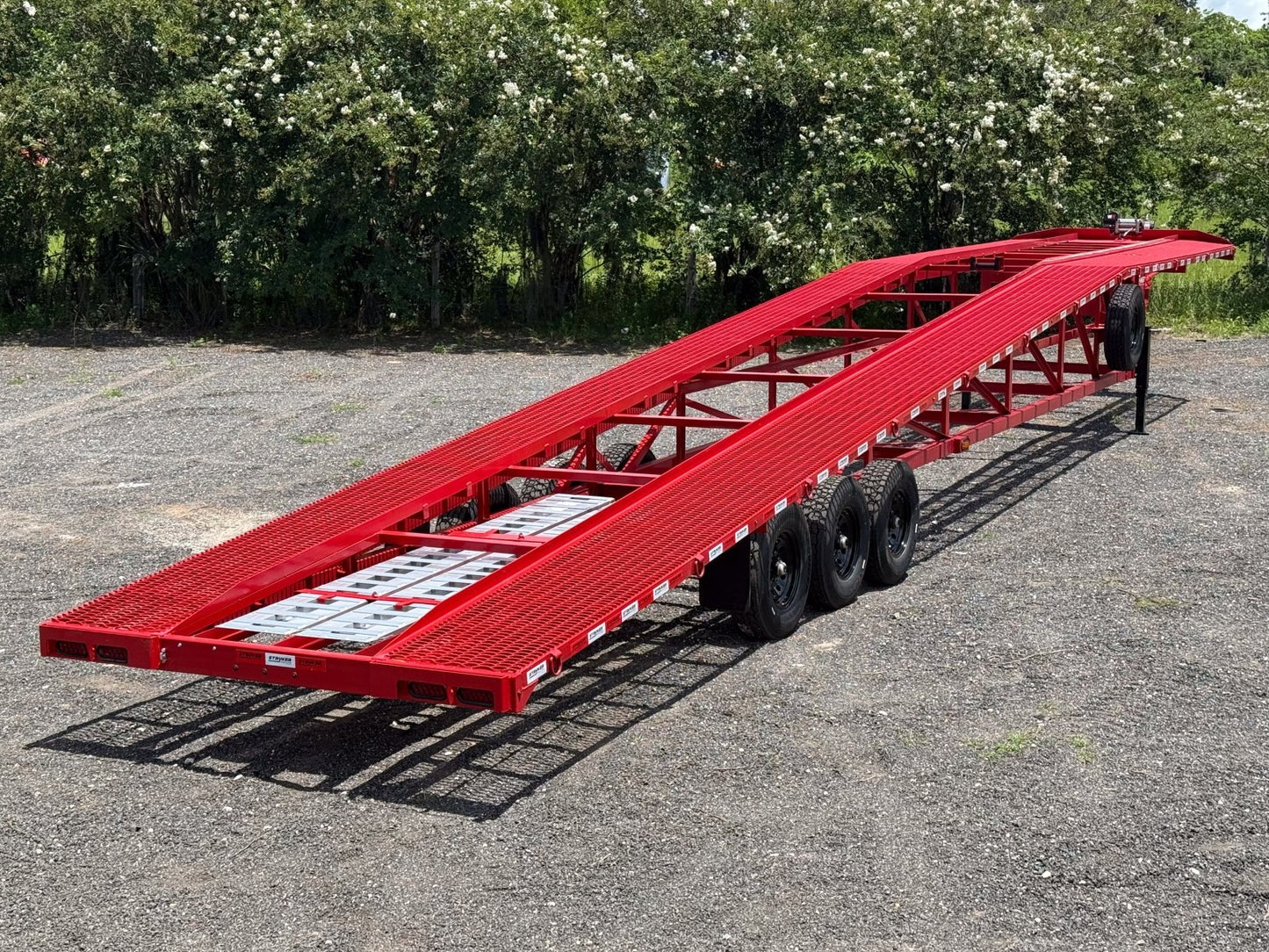 50' Wedge Car Hauler (3) 7k Axles - Winch - 14ply Tires plus Spare - 10' Aluminum Ramps 003155 - Stryker Dealership Group