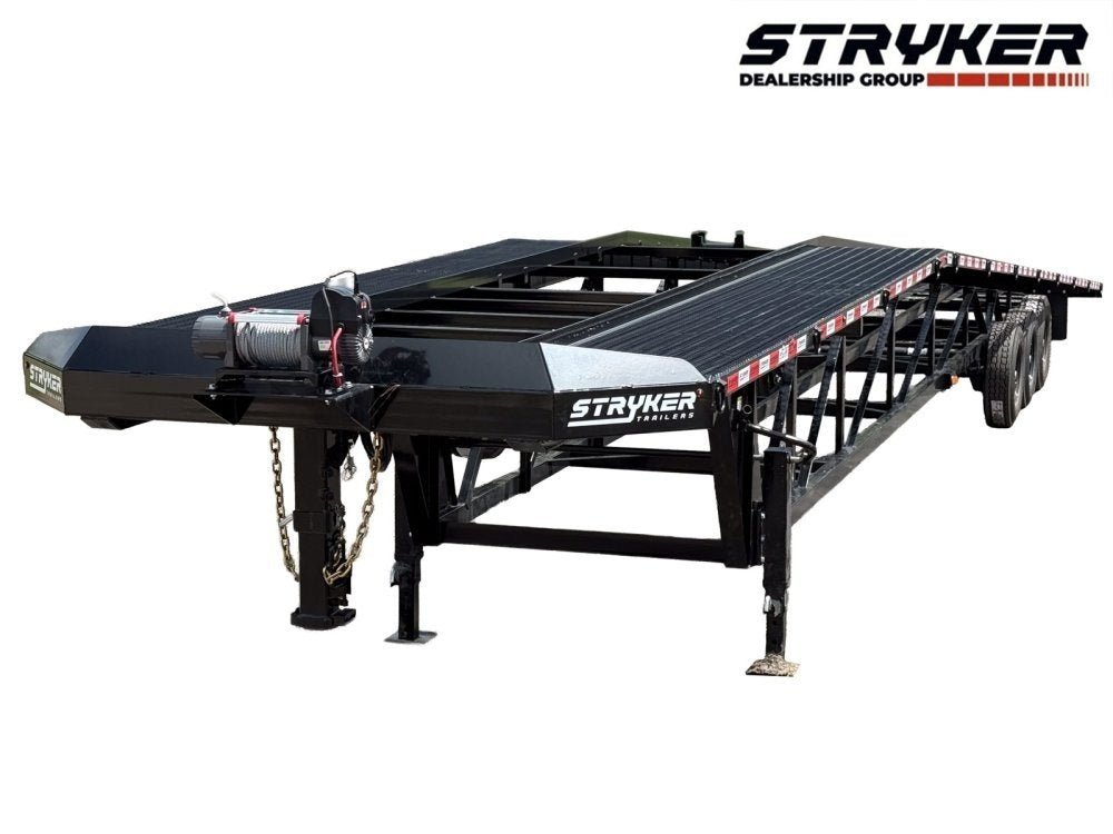 50' Wedge Car Hauler (3) 7k Axles - Winch - 14ply Tires plus Spare - 10' Aluminum Ramps 003661 - Stryker Dealership Group
