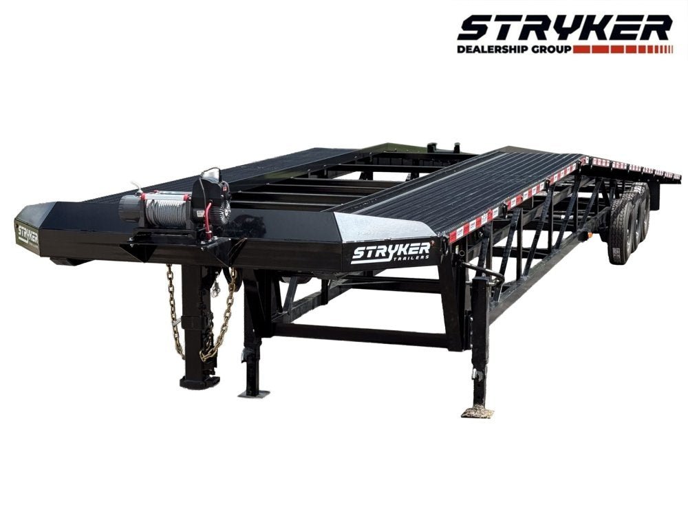 50' Wedge Car Hauler (3) 7k Axles - Winch - 14ply Tires plus Spare - 10' Aluminum Ramps 003661 - Stryker Dealership Group
