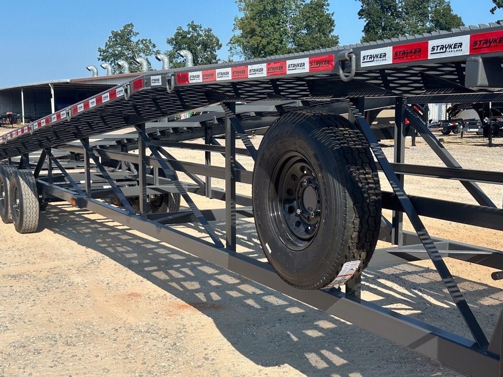 50' Wedge Car Hauler (3) 7k Axles - Winch - 14ply Tires plus Spare - 10' Aluminum Ramps - Stryker Dealership Group