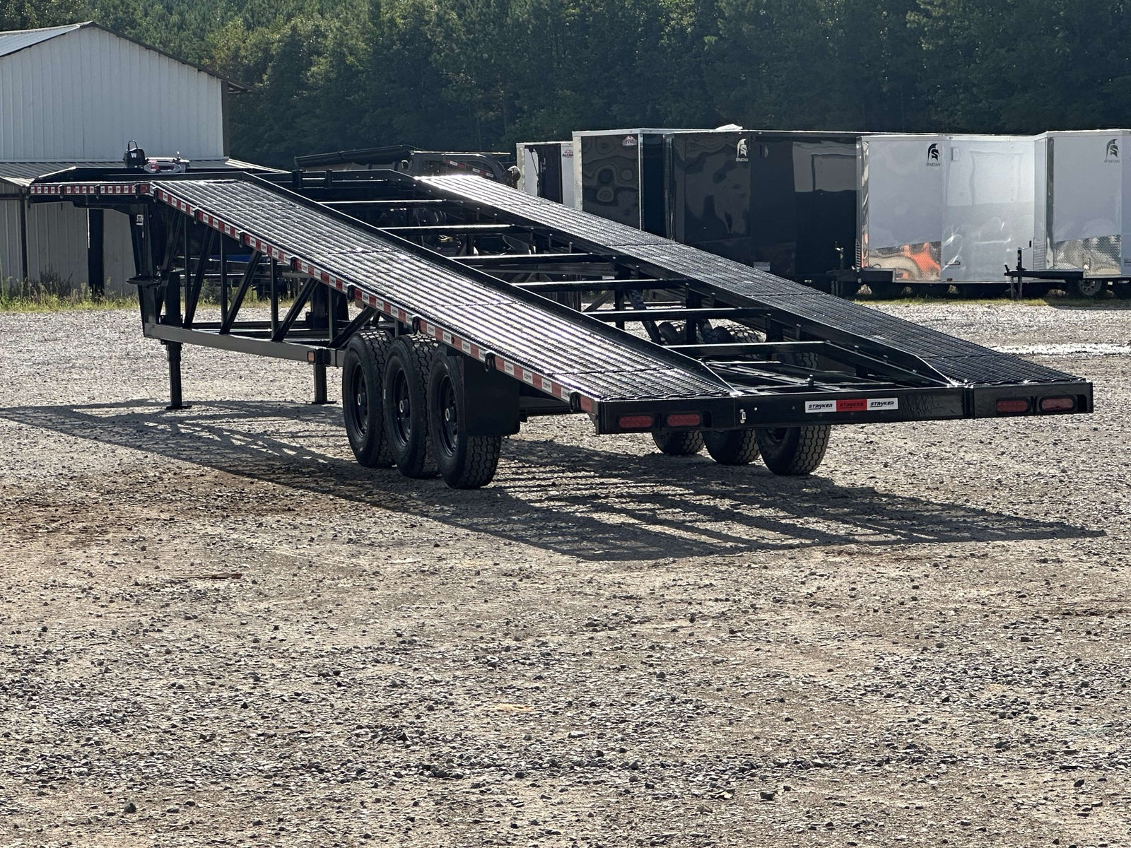 50' Wedge Car Hauler (3) 7k Axles - Winch - 14ply Tires plus Spare - 10' Aluminum Ramps WDG50G7K - Ghost Wedge 3 Car Haulers - Stryker Dealership Group