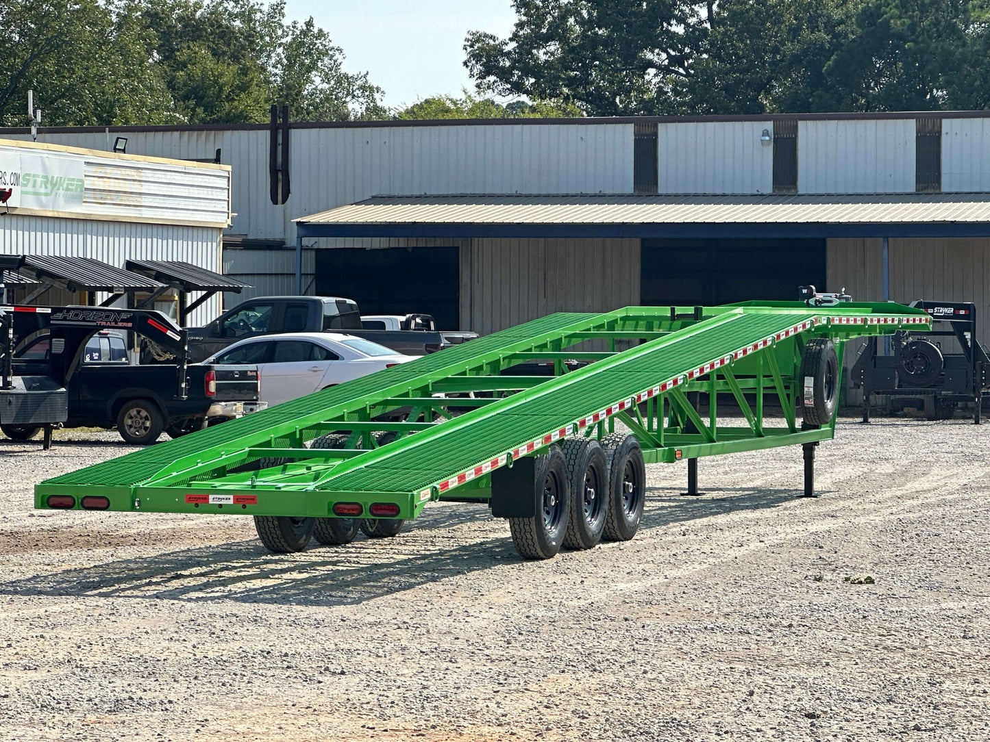 50' Wedge Car Hauler (3) 7k Axles - Winch - 14ply Tires plus Spare - 10' Aluminum Ramps WDG50G-7K-LG - Ghost Wedge 3 Car Haulers - Stryker Dealership Group