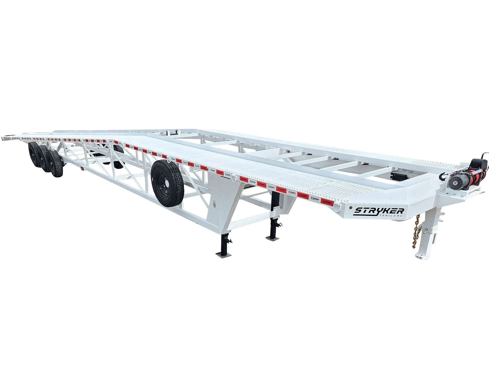 50' Wedge Car Hauler (3) 7k Axles - Winch - 14ply Tires plus Spare - 10' Aluminum Ramps WDG50G-7K-WT - Ghost Wedge 3 Car Haulers - Stryker Dealership Group