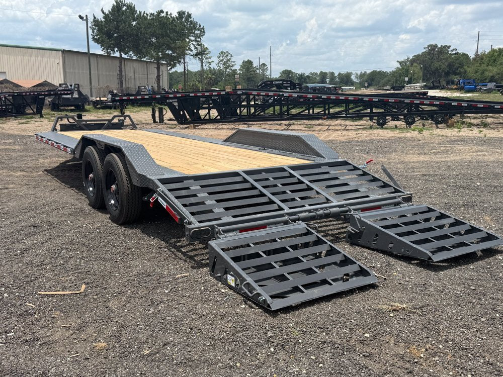 24' HEH Bumper Pull Equipment Trailer Drive Over Fenders Mega Ramps - (2) 10K Axles 019962