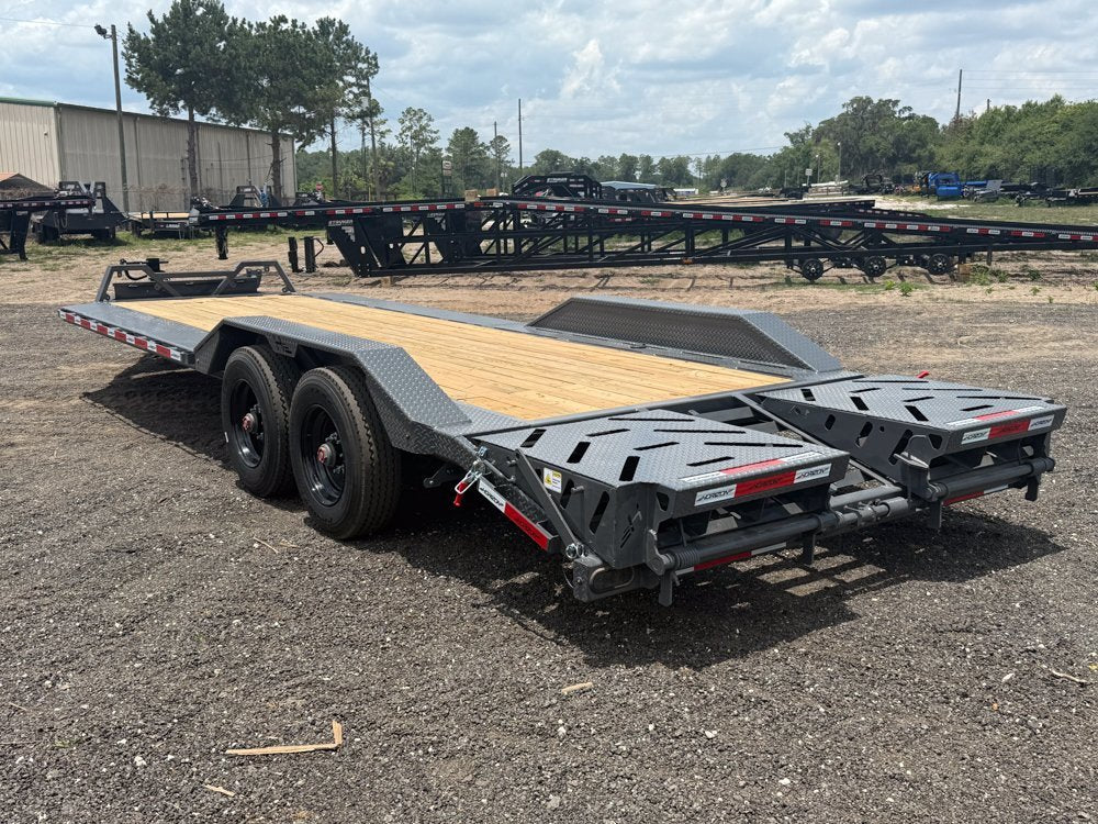 24' HEH Bumper Pull Equipment Trailer Drive Over Fenders Mega Ramps - (2) 10K Axles 019962