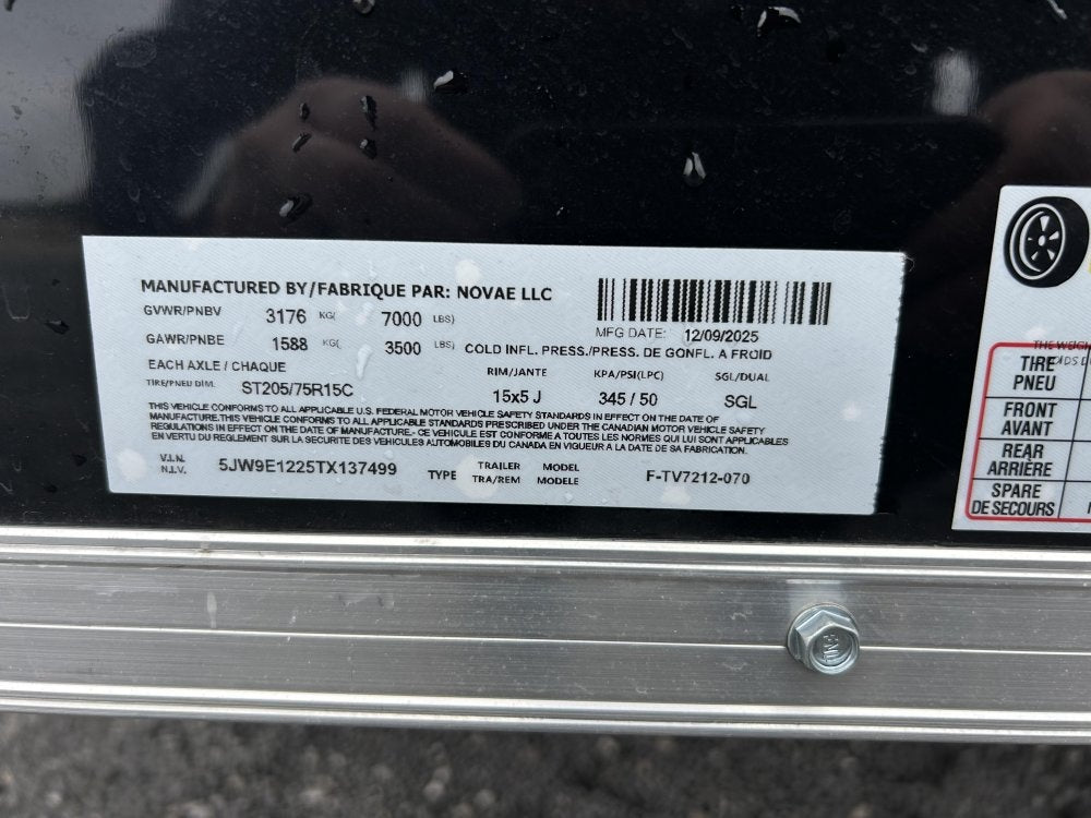 6 x 12 Traverse DLX Flat Top V Nose (2) - 3500 lb Axle - Enclosed - Stryker Dealership Group