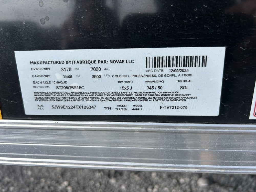 6 x 12 Traverse DLX Flat Top V Nose (2) - 3500 lb Axle - Enclosed - Stryker Dealership Group