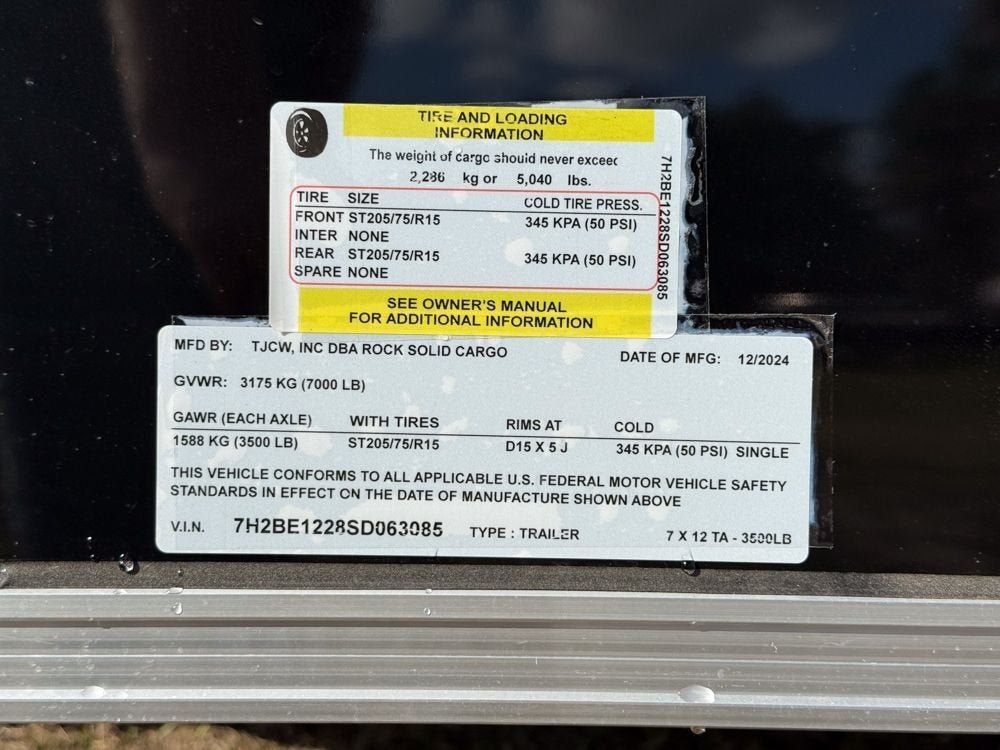 7 x 12 TA Enclosed Trailer - Black Out Package - .080 Polycore - Semi Screwless 63085 - Stryker Dealership Group