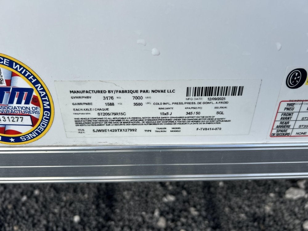 7' x 14' Traverse DLX Flat Top V Nose (2) - 3500 lb Axle - Enclosed - Stryker Dealership Group