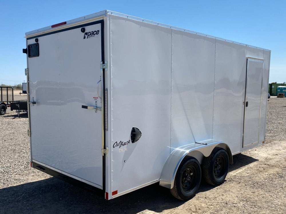 7 x 16 Outback DLX Flat Top V Nose (2) - 3500 lbs Axles - Enclosed - Stryker Dealership Group