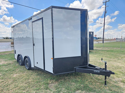 "8.5 x 16 TA Poly/Semi - screw/ATP Corvette Fenders/Rear spoiler/12"" ADD/36x84 door/60"" TTT/3500 torsion Spreads/Spec BLOUT Pkg/12 v battery w/ box/48"" slim lights/ 13"" exterior flood lights/Dual tail lights" INV - 2901 - Stryker Dealership Group