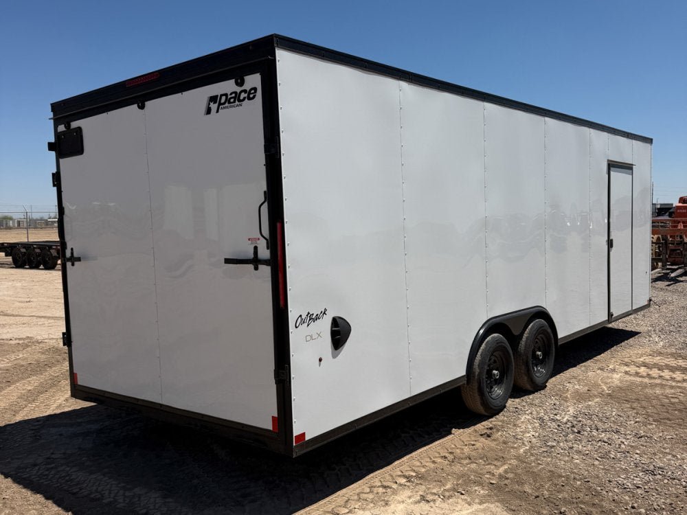 8.5 x 24 Outback DLX Flat Top V Nose Car Hauler (2) - 5200 lbs Axles 146214 - Stryker Dealership Group