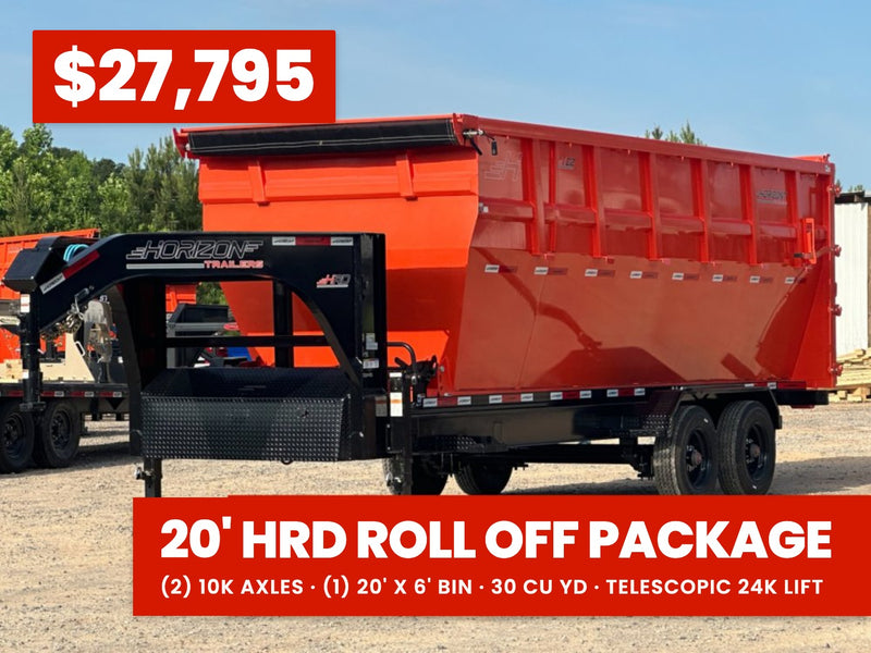 Horizon 20' HRD GN Roll off Bundle (2) 10k Axles + 1 Bin w/ 6' Walls 003992
