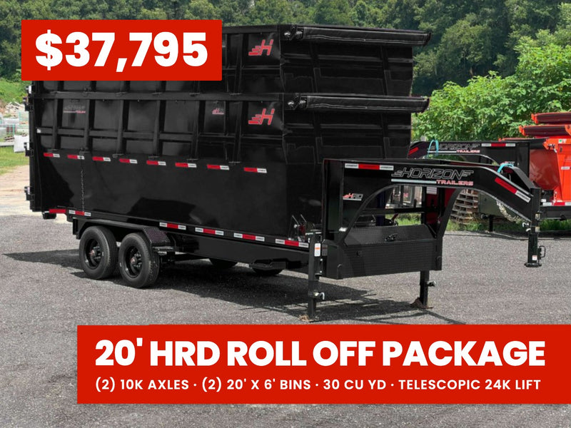 Horizon 20' HRD GN Roll off Bundle (2) 10k Axles + 2 Bins w/ 6' Walls 015417