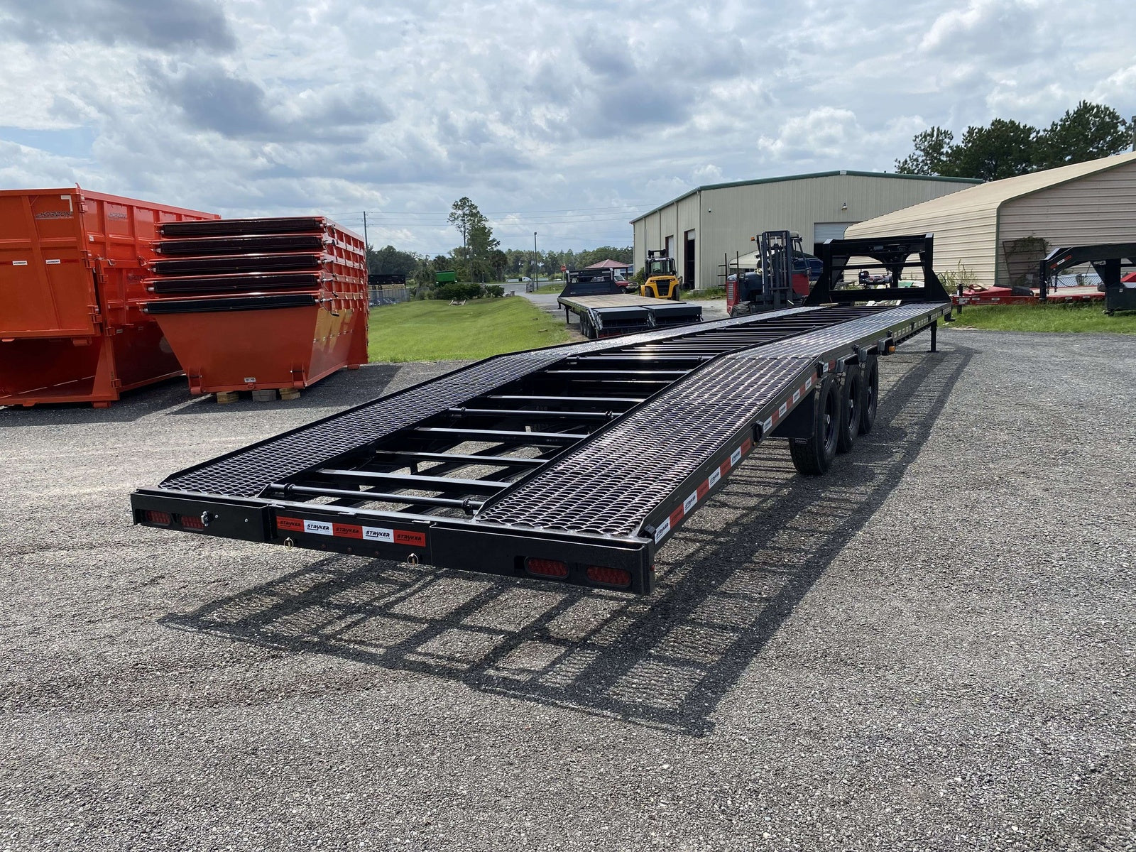 Ascend 44' Mesh Deck (3) 7k Axles - 12k GVWR - 14 Ply Tires w/Spare  - Winch 44M-7K-BK - Ghost Truck & Van Haulers - Stryker Dealership Group