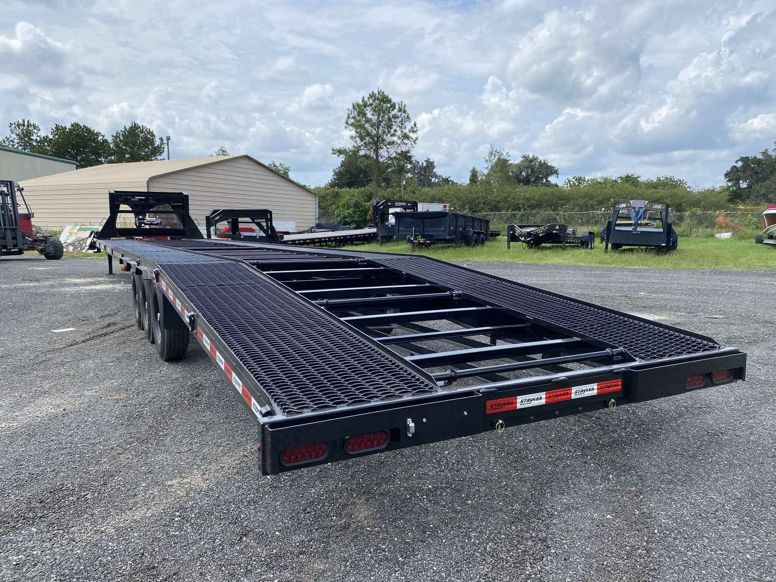 Ascend 44' Mesh Deck (3) 7k Axles - 12k GVWR - 14 Ply Tires w/Spare  - Winch 44M-7K-BK - Ghost Truck & Van Haulers - Stryker Dealership Group