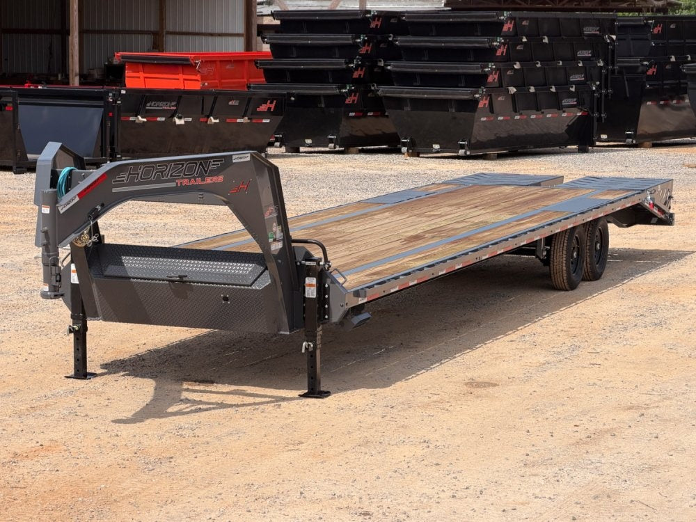 36' Horizon FTZ Gooseneck Hotshot Non-CDL Deckover Trailer Mega Ramps - (2) 7k Axles 16234