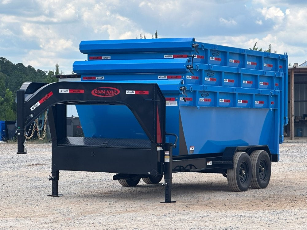 Dura Haul 14' GN Roll Off Bundle (2) 7k Axles + 3 Bins w/ 4' Walls - Roll Off Packages/14' Gooseneck - Stryker Dealership Group