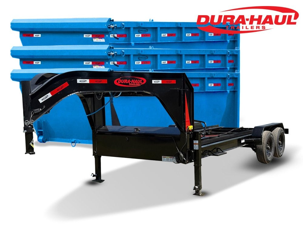 Dura Haul 14' GN Roll off Bundle (2) 8k Axles + 3 Bins w/ 4' Walls - Roll Off Packages/RO 14' Bumper Pull - Stryker Dealership Group