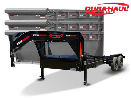 Dura Haul 14' GN Roll off Bundle (2) 8k Axles + 3 Bins w/ 4' Walls - Roll Off Packages/RO 14' Bumper Pull - Stryker Dealership Group