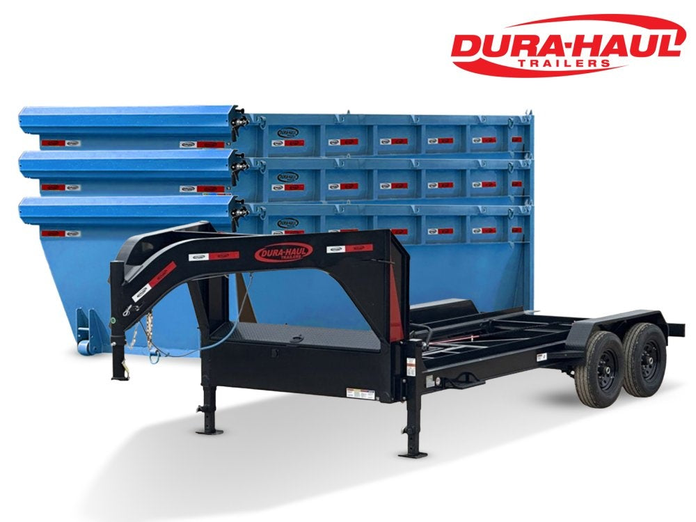 Dura Haul 16' GN Roll off Bundle (2) 7k Axles + 3 Bins w/ 4' Walls - Roll Off Packages/RO 16' Gooseneck - Stryker Dealership Group
