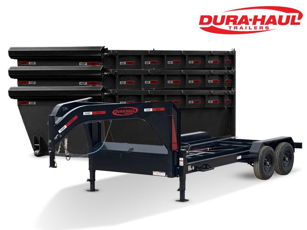 Dura Haul 16' GN Roll off Bundle (2) 7k Axles + 3 Bins w/ 4' Walls - Roll Off Packages/RO 16' Gooseneck - Stryker Dealership Group