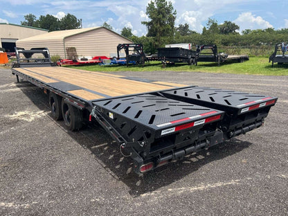 FTZ 40' Gooseneck (2) 10k Axles - Mega Ramps - 16k GVWR - 14ply Tires - 16# IB - Ratchet Rail FTZ40GN10KBKMR - Ghost 40ft Flatdeck with Mega Ramps - Stryker Dealership Group